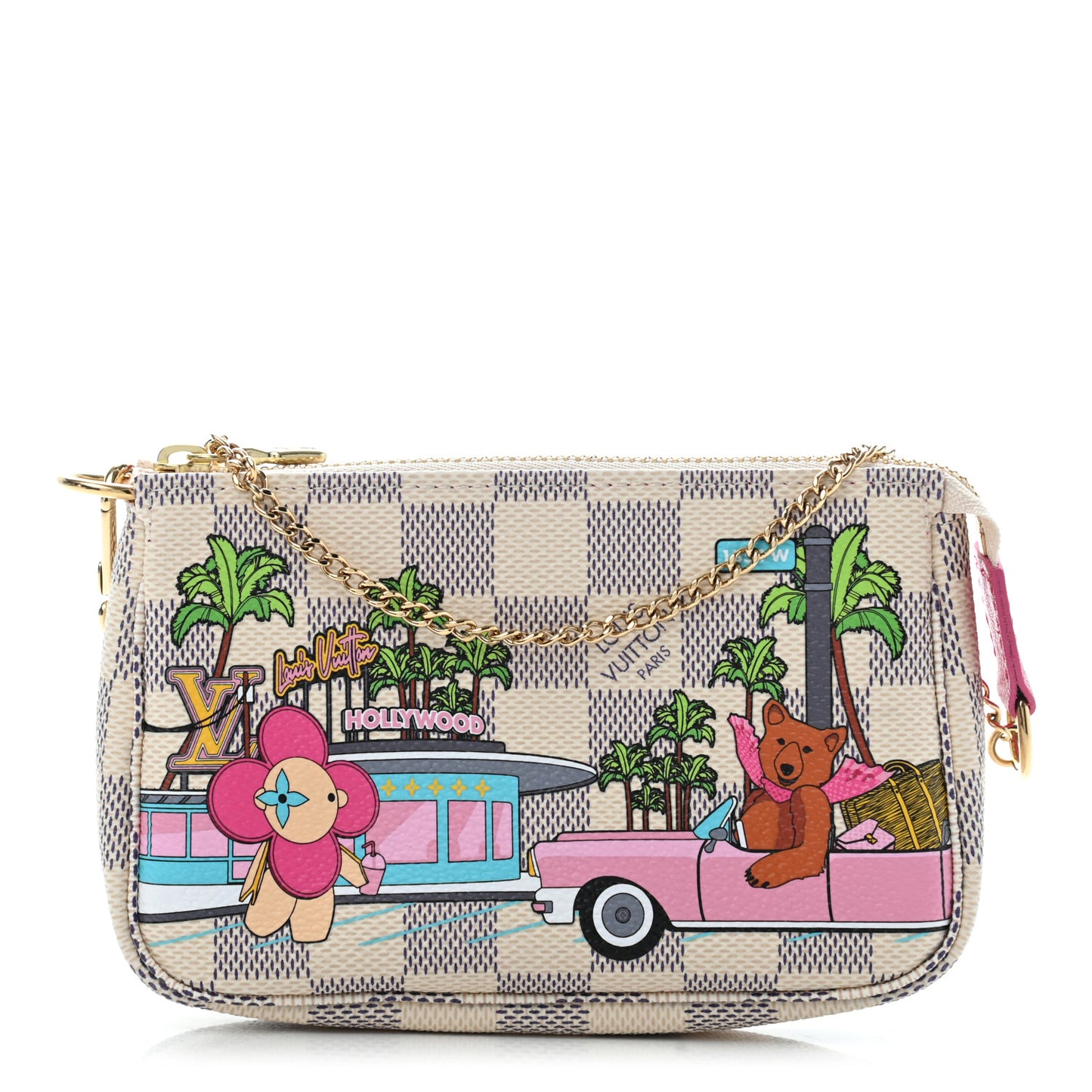 Damier Azur 2021 Christmas Animation Hollywood Mini Pochette Accessories Fuchsia