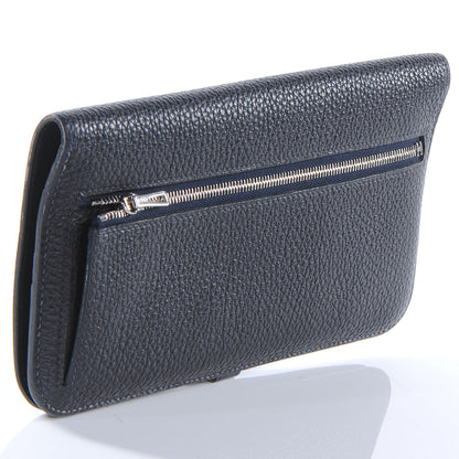 Hermes Togo Dogon Long Wallet Noir Navy 3 of 8