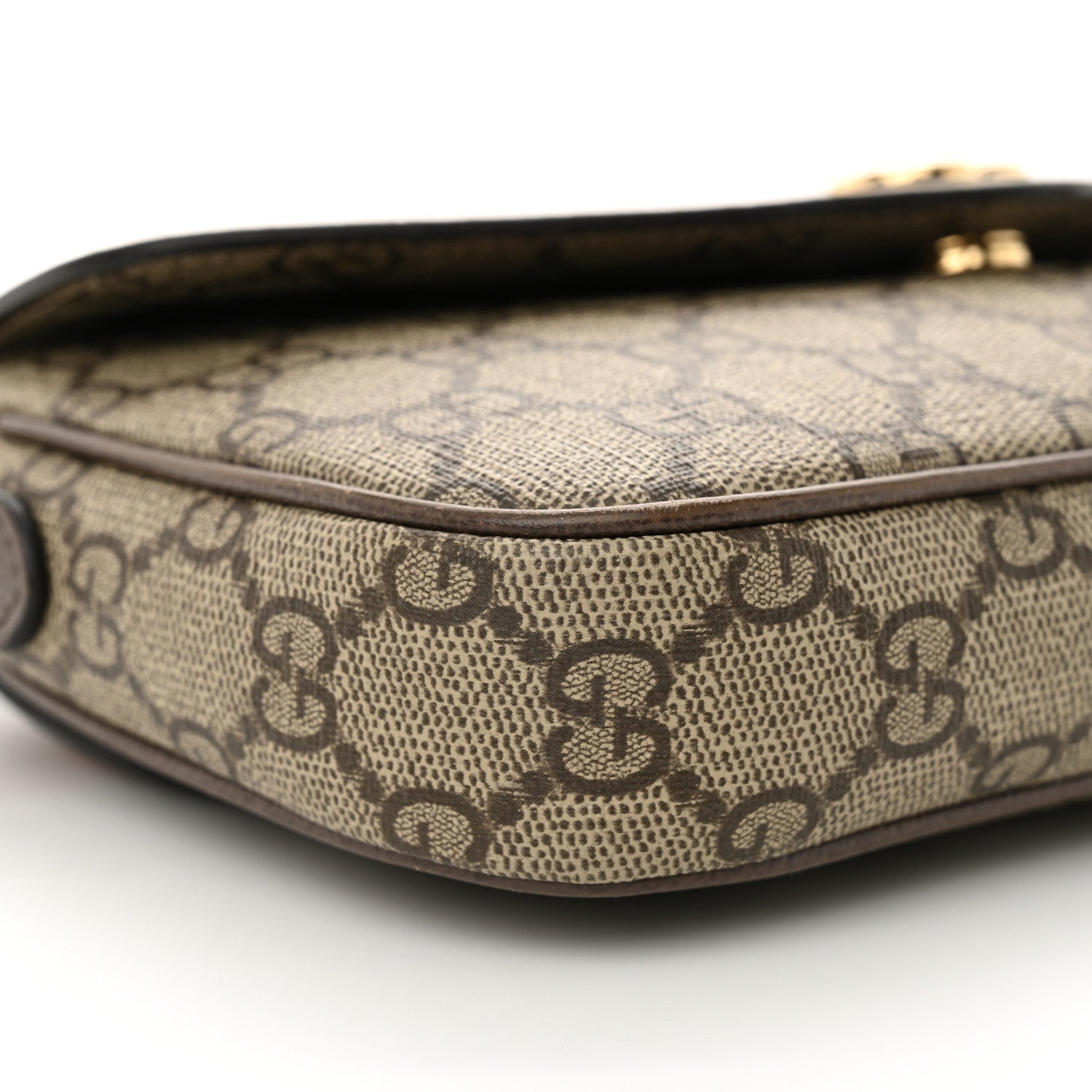 Gucci GG Supreme Monogram Textured Dollar Calfskin Web Mini Ophidia Envelope Shoulder Bag Beige Ebony 9 of 12