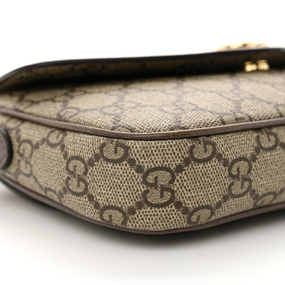 Gucci GG Supreme Monogram Textured Dollar Calfskin Web Mini Ophidia Envelope Shoulder Bag Beige Ebony 9 of 12