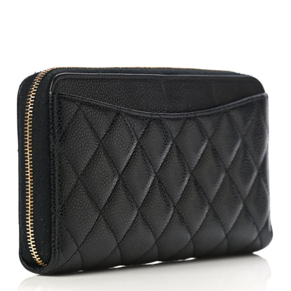 Chanel Caviar Quilted Large Gusset Zip Around Wallet Black 3 of 12