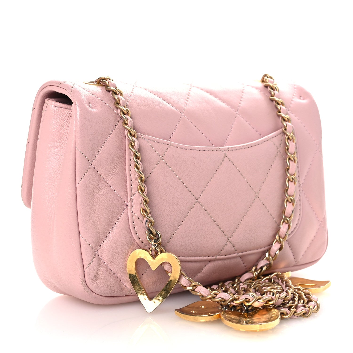 Chanel Lambskin Quilted Mini Heart Charms Flap Light Pink 3 of 16