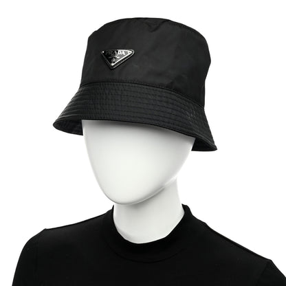 Prada Re-Nylon Metal Triangle Logo Womens Bucket Hat M Black 2 of 9