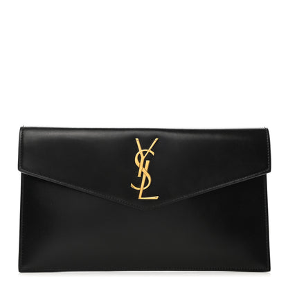 Saint Laurent Smooth Shiny Calfskin Monogram Uptown Pouch Black 1 of 11
