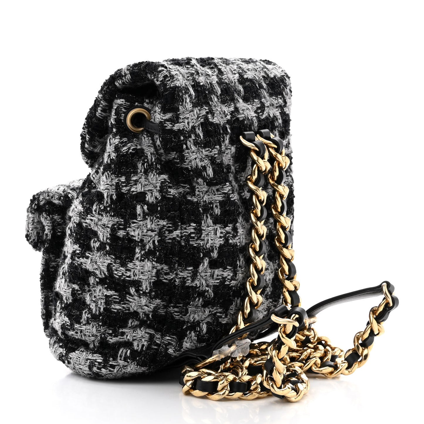 Wool Tweed Elegant Backpack Black Grey