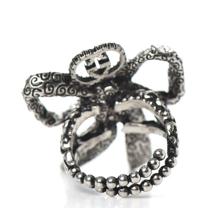 Gucci Metal Crystal Bow Ring 6 Aged Silver 4 of 6