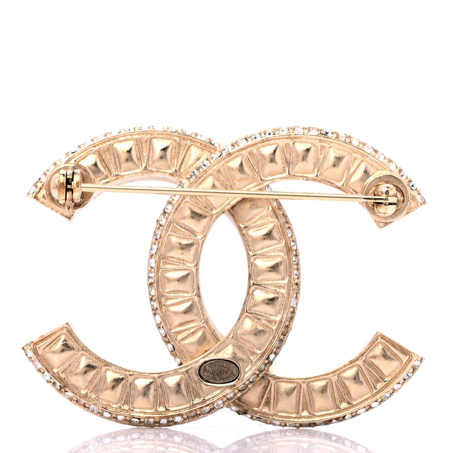 Chanel Baguette Crystal CC Brooch Gold 3 of 4
