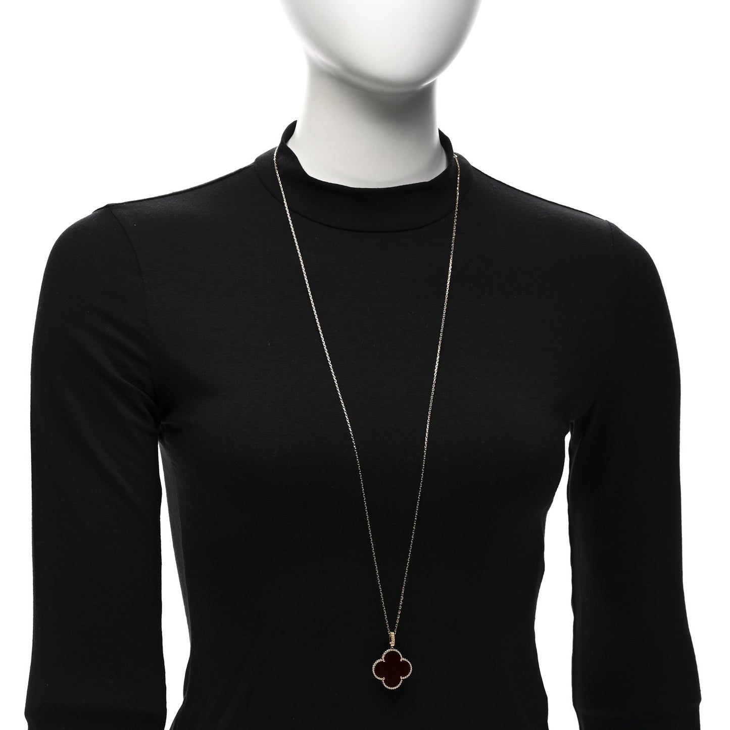 18K Yellow Gold Carnelian Magic Alhambra Long Necklace