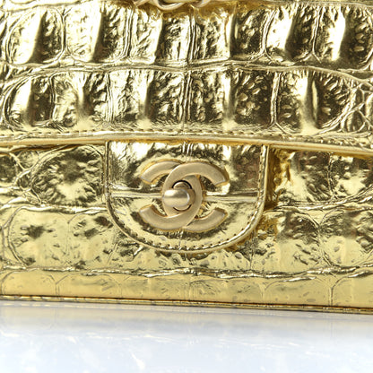 Chanel Metallic Calfskin Crocodile Embossed Cocodile Rectangular Mini Flap Gold 9 of 9