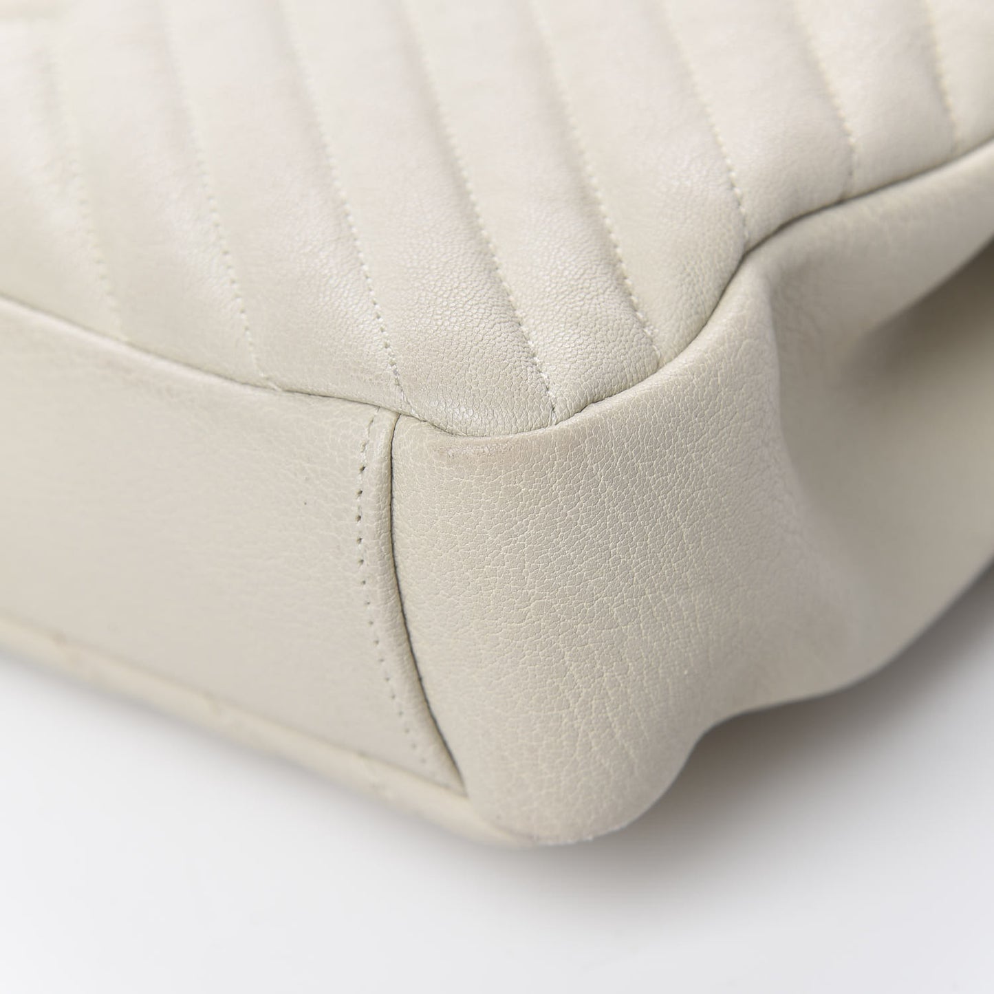 Sheepskin Matelasse Chevron Monogram Medium College Bag Dove White