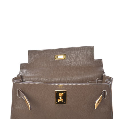 Hermes Taurillon Clemence Kelly Retourne 28 Etoupe 8 of 38