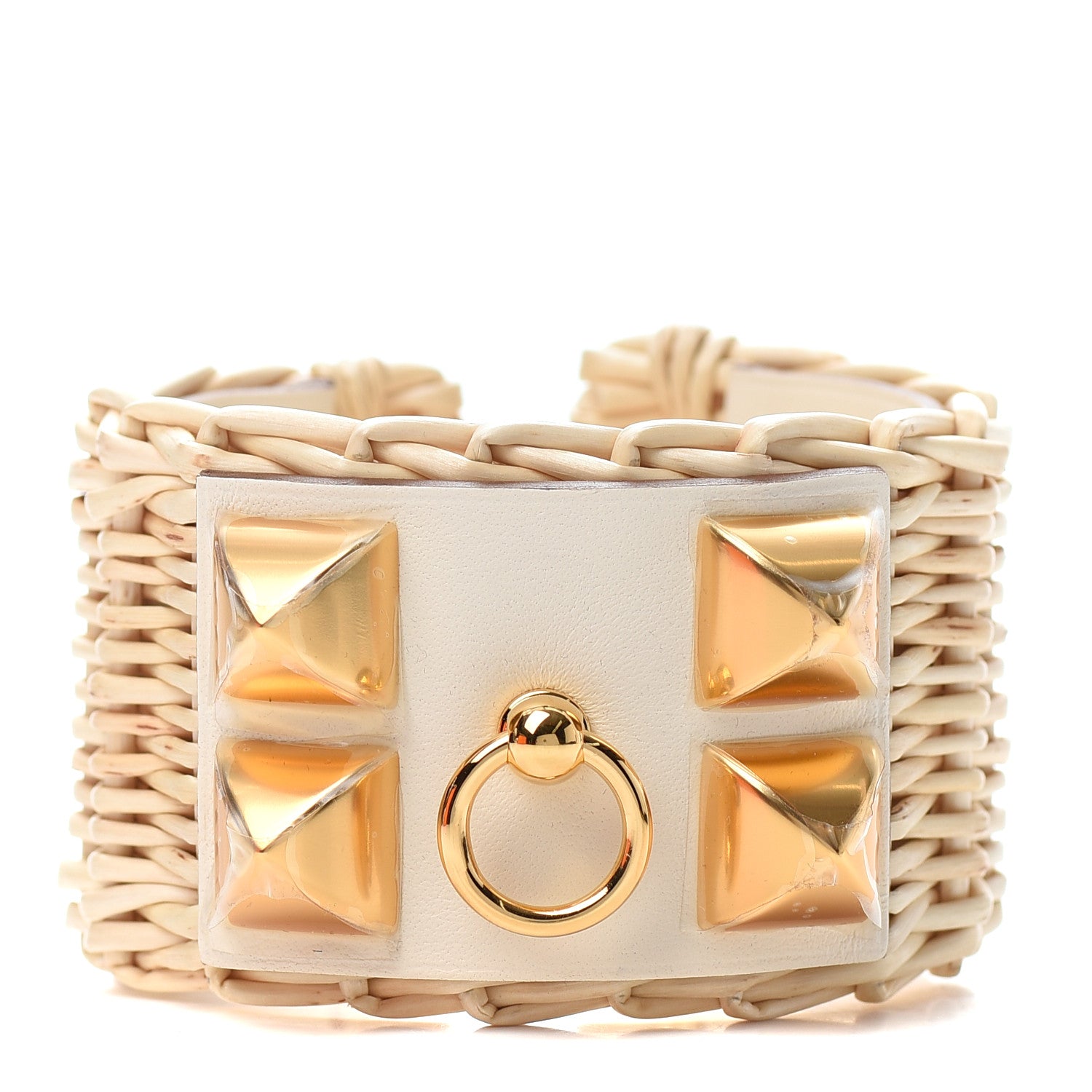 Hermes Wicker Swift Medor Picnic Cuff Bracelet Nata 1 of 6