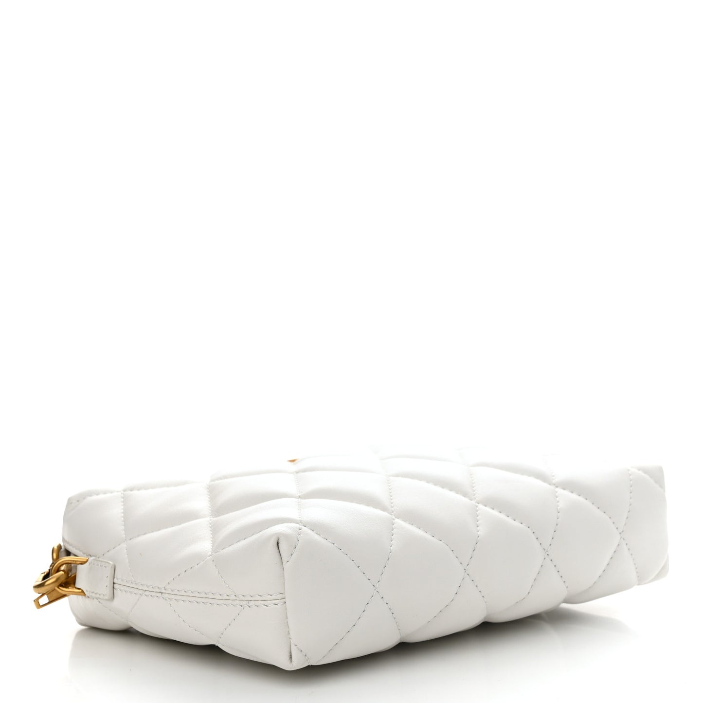 Nappa Calfskin Quilted Touch B Camera Shoulder Bag White
