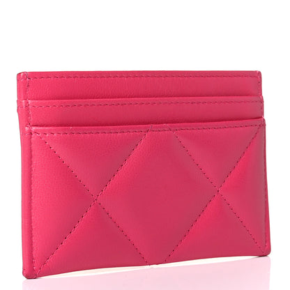 Chanel Lambskin Quilted Chanel 19 Card Holder Dark Pink 2 of 6