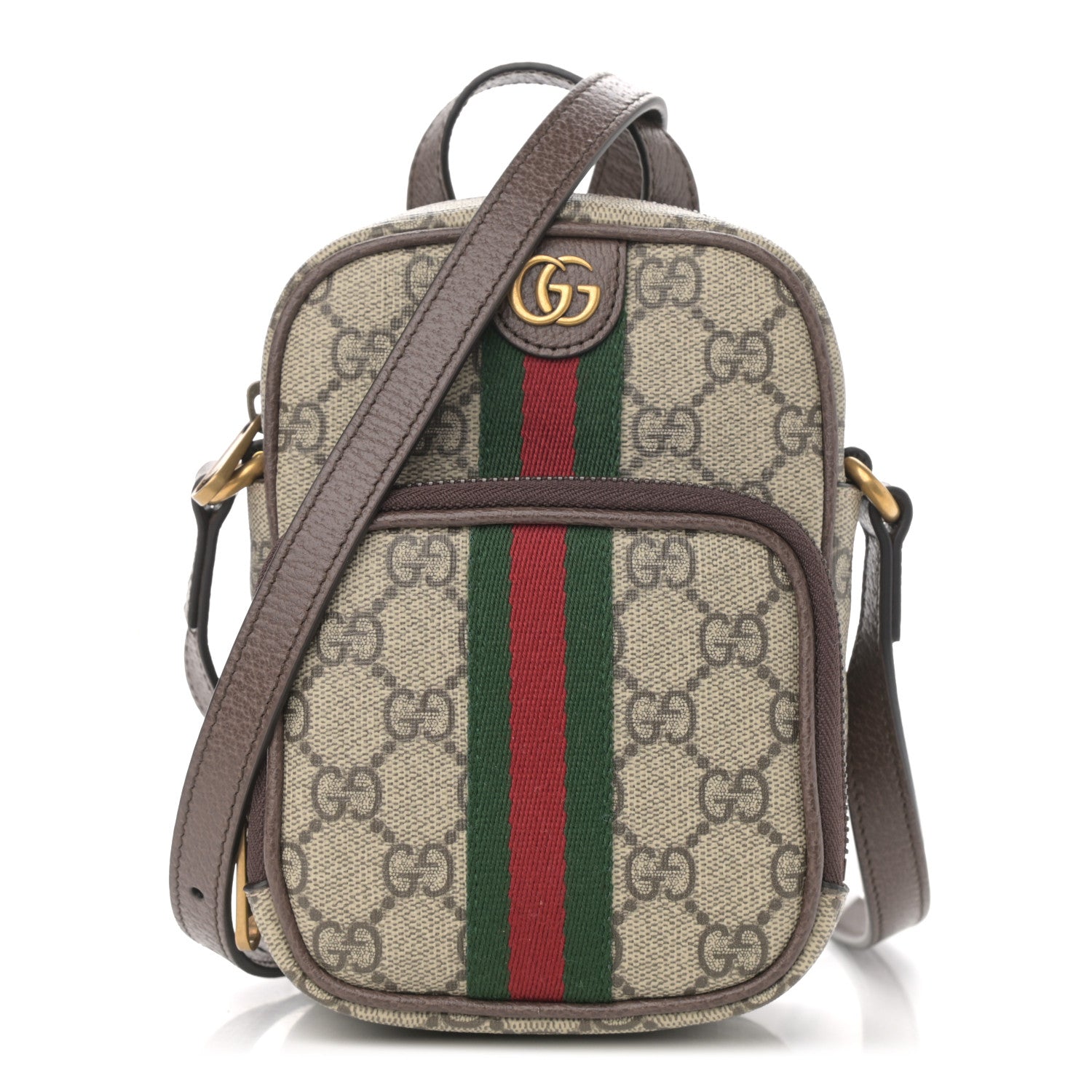 Gucci GG Supreme Monogram Web Mini Ophidia Double Zip Messenger Bag Beige New Acero 1 of 11
