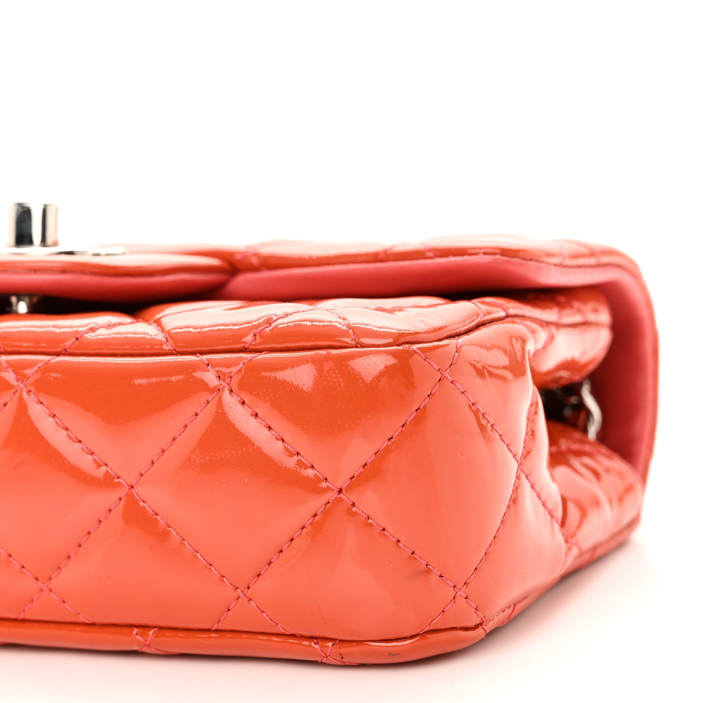 Patent Quilted Extra Mini Rectangular Flap Orange