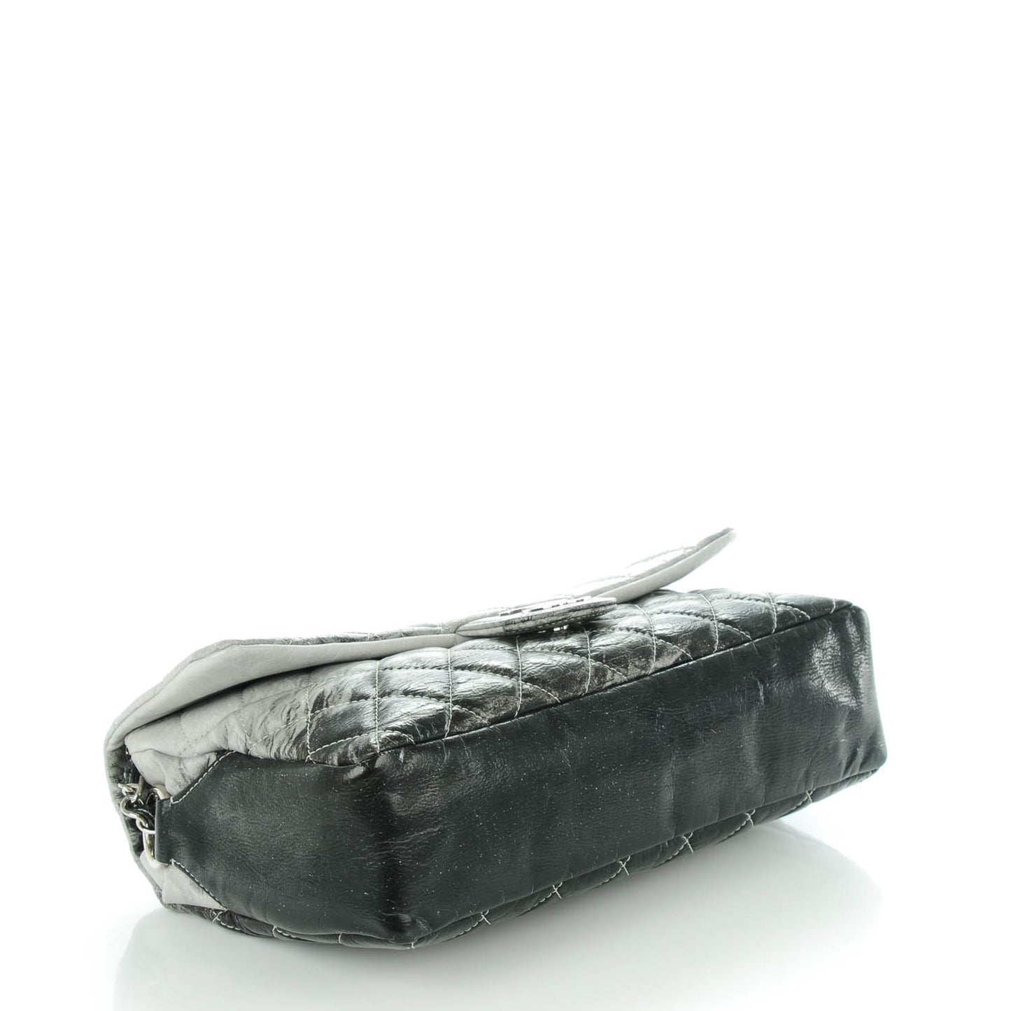Vinyl Quilted Jumbo Melrose Degrade Flap Black