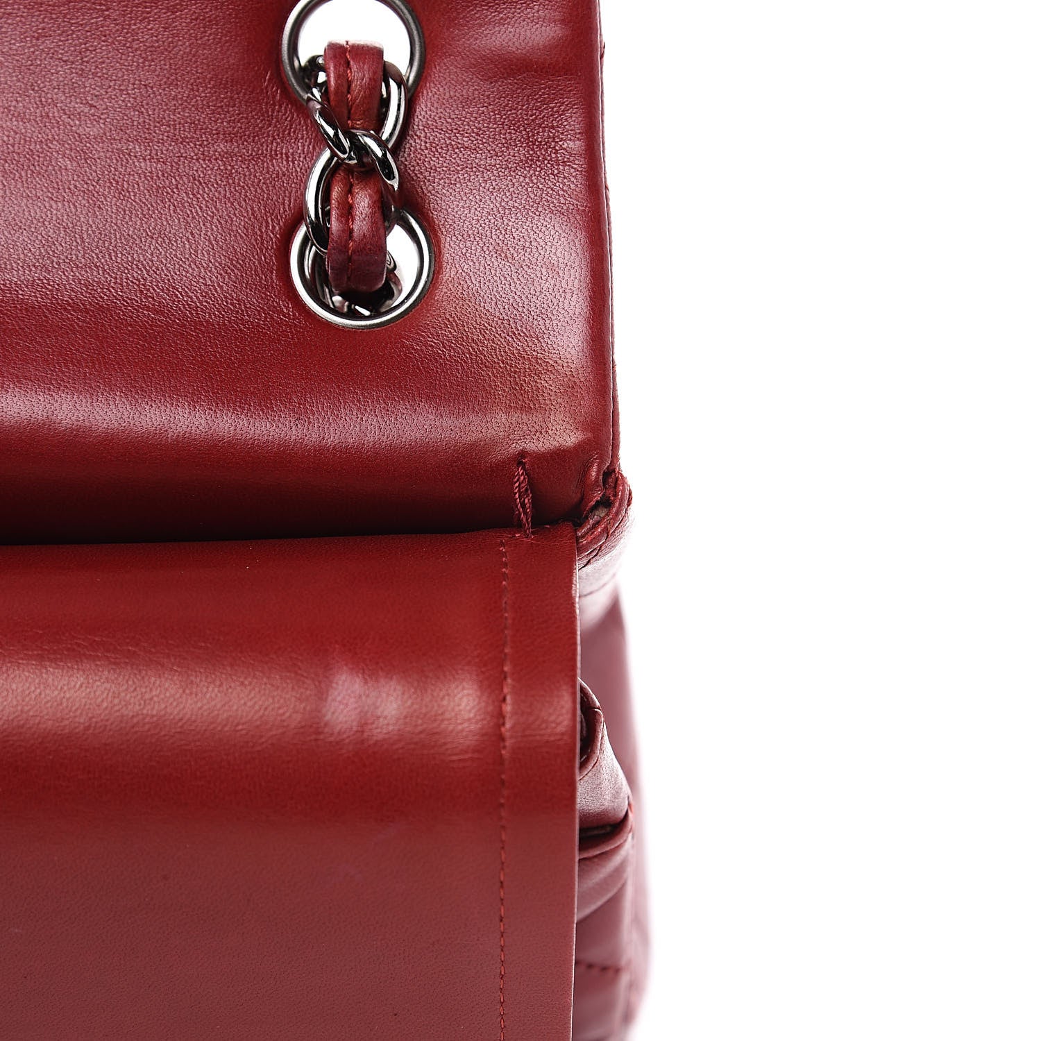 Chanel Lambskin Quilted Jumbo Double Flap Dark Red 18 of 19