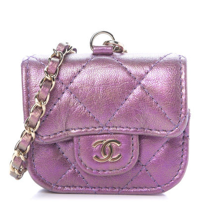 Chanel Iridescent Lambskin Quilted Airpods Pro Case Purple 1 of 10