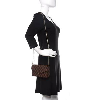 Louis Vuitton Damier Ebene Pochette Felicie Chain Wallet 2 of 11