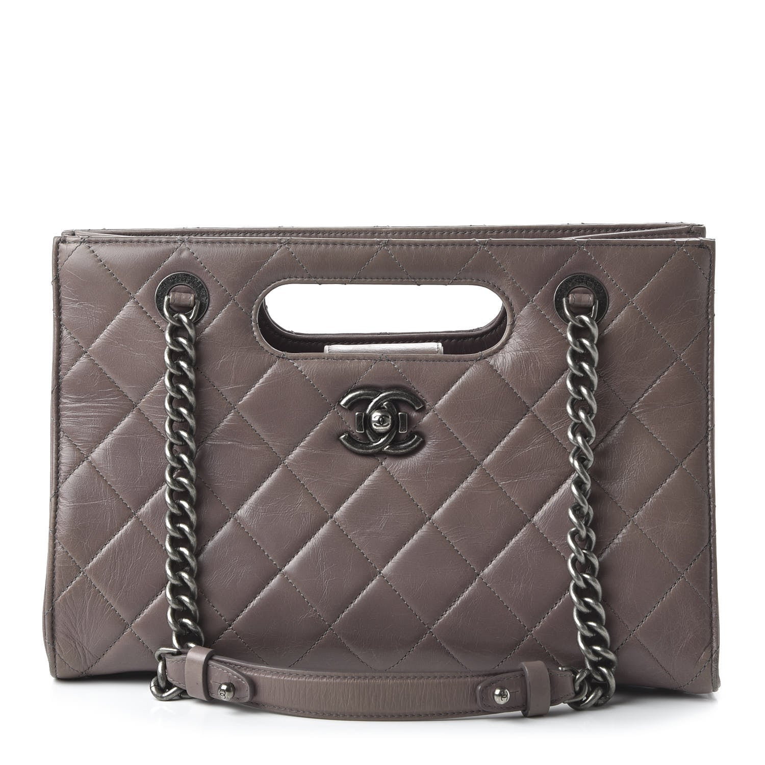Chanel Glazed Calfskin Quilted Large Perfect Edge Shopping Tote Beige 1 of 12