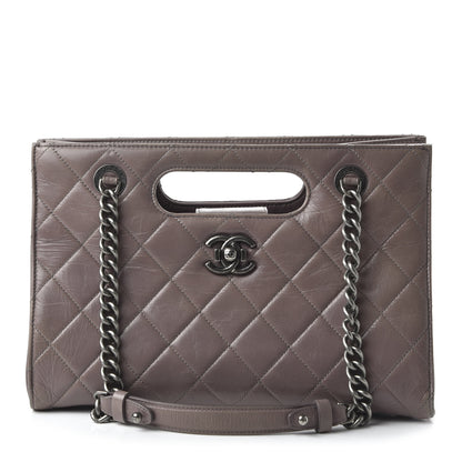 Chanel Glazed Calfskin Quilted Large Perfect Edge Shopping Tote Beige 1 of 12