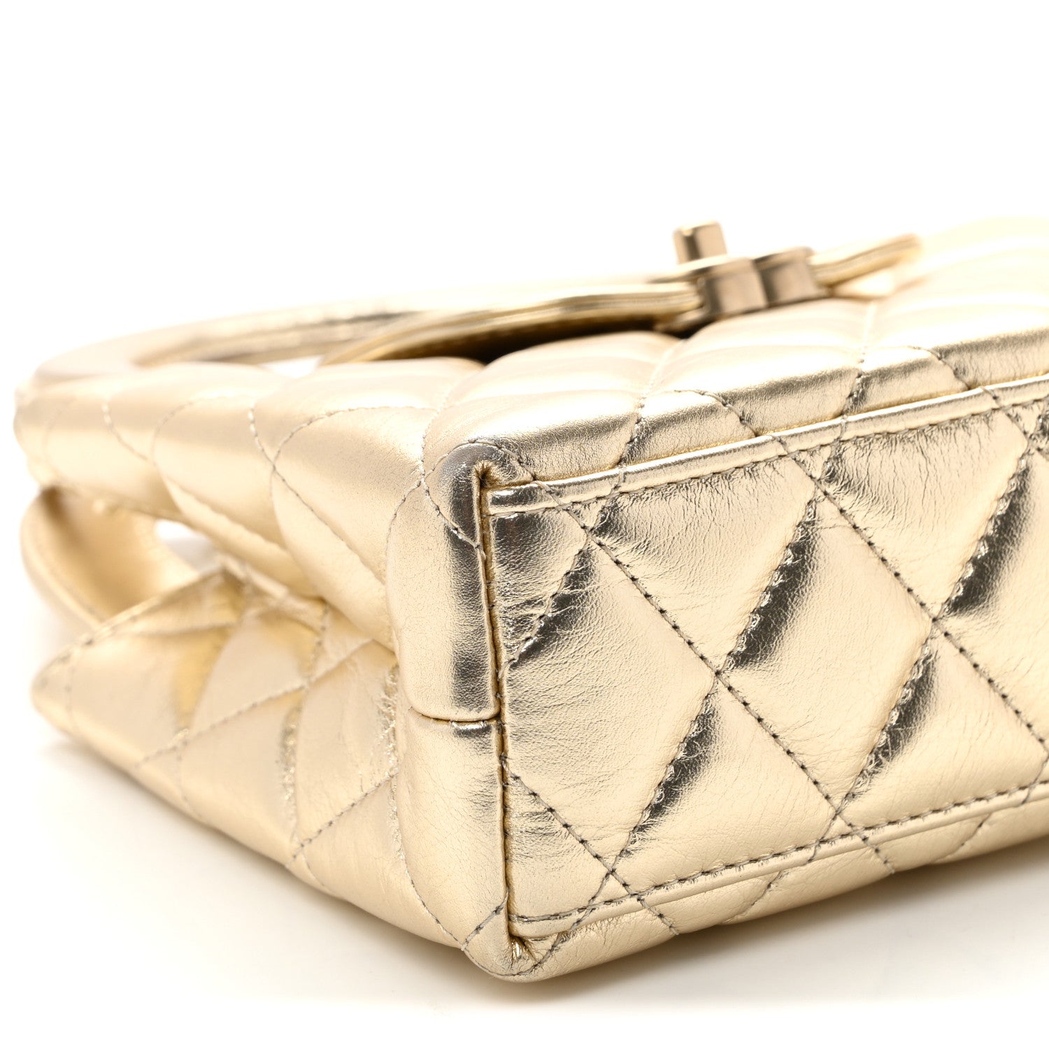 Chanel Metallic Shiny Aged Calfskin Quilted Nano Kelly Shopper
