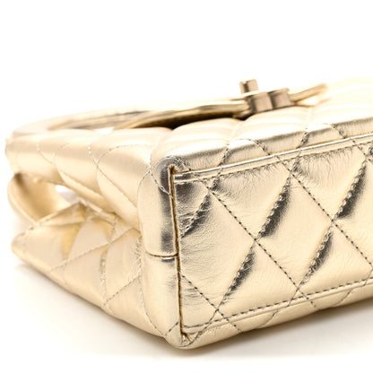 Chanel Metallic Shiny Aged Calfskin Quilted Nano Kelly Shopper Gold 9 of 12
