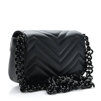 Gucci Calfskin Matelasse Monochrome GG Marmont Chain Belt Bag Black 3 of 9