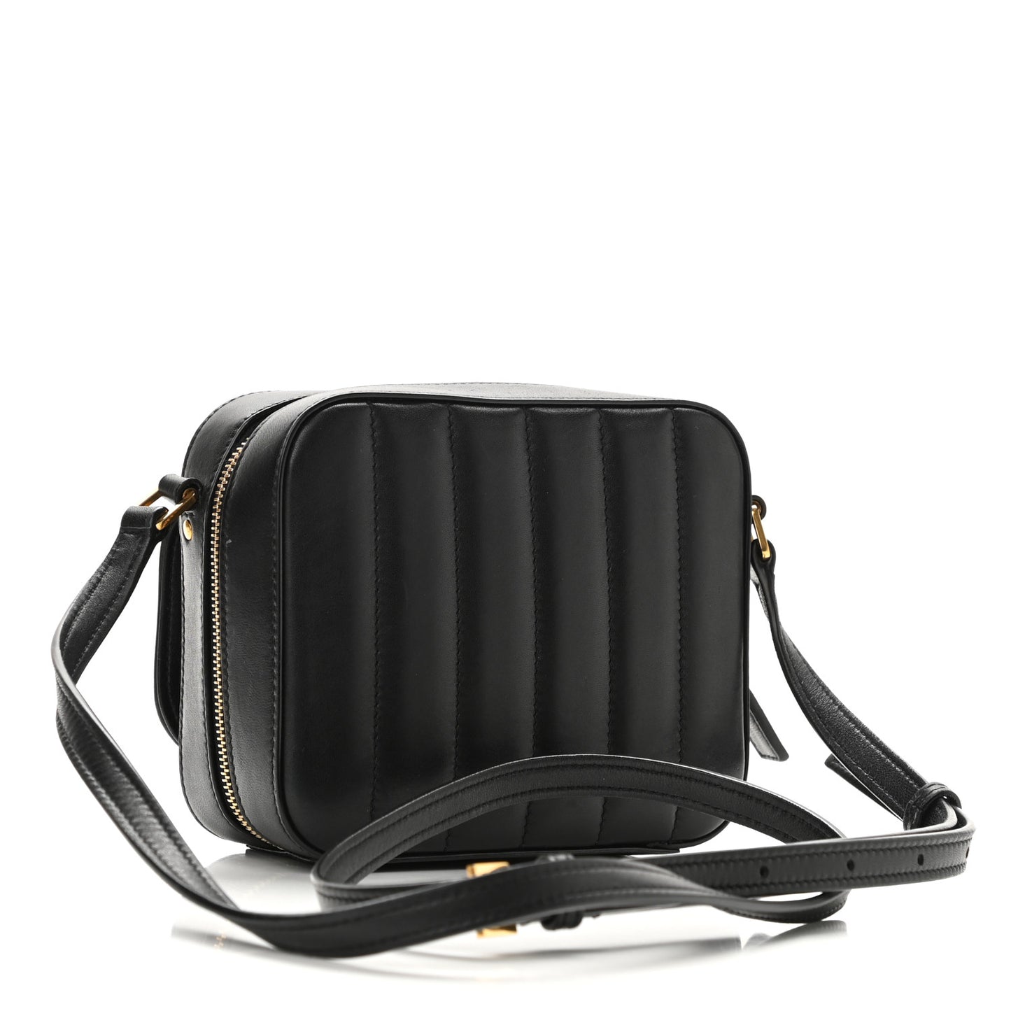 Lambskin Matelasse Monogram Toy Vicky Camera Bag Black
