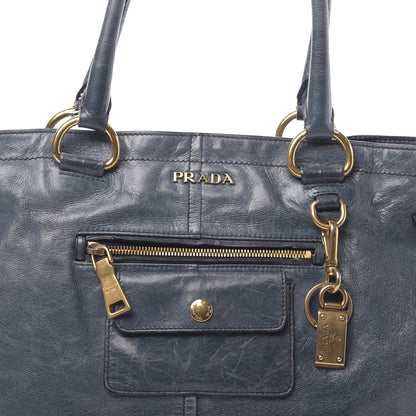 Prada Vitello Shine Tote Denim 13 of 21