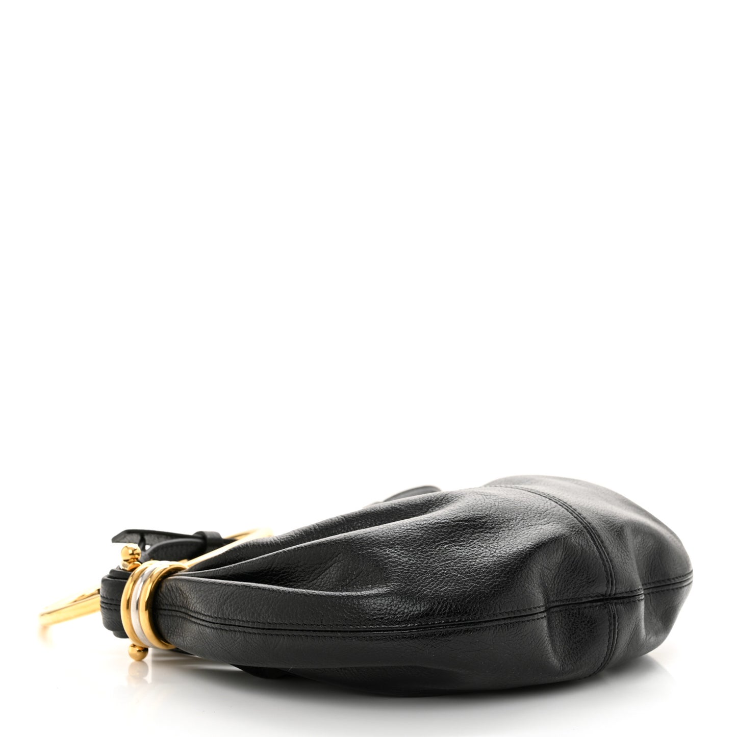 Grained Calfskin Mini Bracelet Hobo Bag Black
