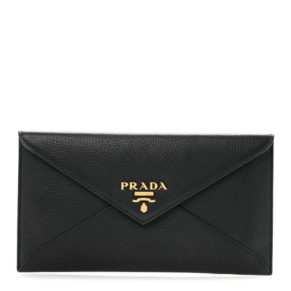 Prada Vitello Grain Envelope Wallet Black 1 of 12