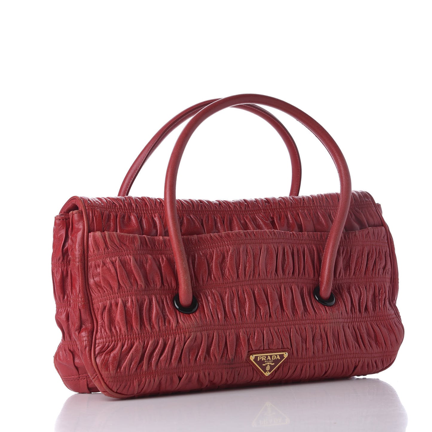 Capretto Gaufre Flap Bag Rosso