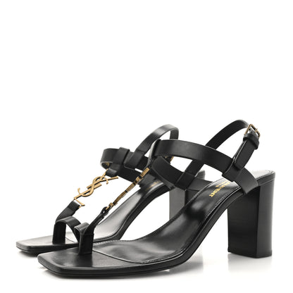 Saint Laurent Calfskin Fake Cocco Cassandra 75 Sandals 38.5 Black 4 of 10
