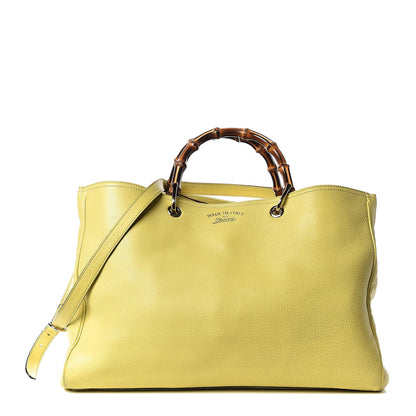 Gucci Pebbled Calfskin Large Bamboo Shopper Tote Citrus 1 of 19