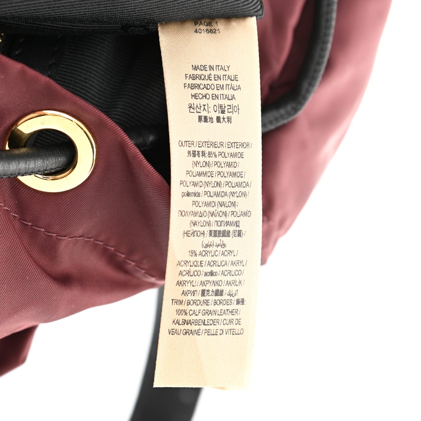 Nylon Small Rucksack Backpack Burgundy Red