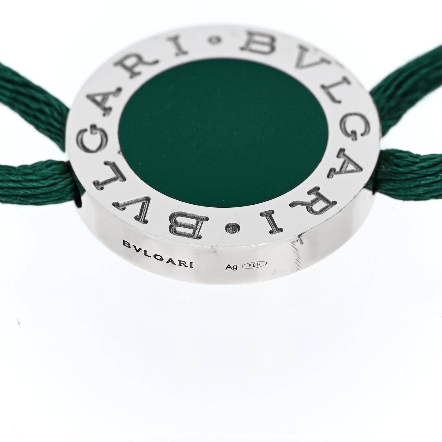 Sterling Silver Enamel BVLGARI BVLGARI Adjustable Cord Bracelet Green