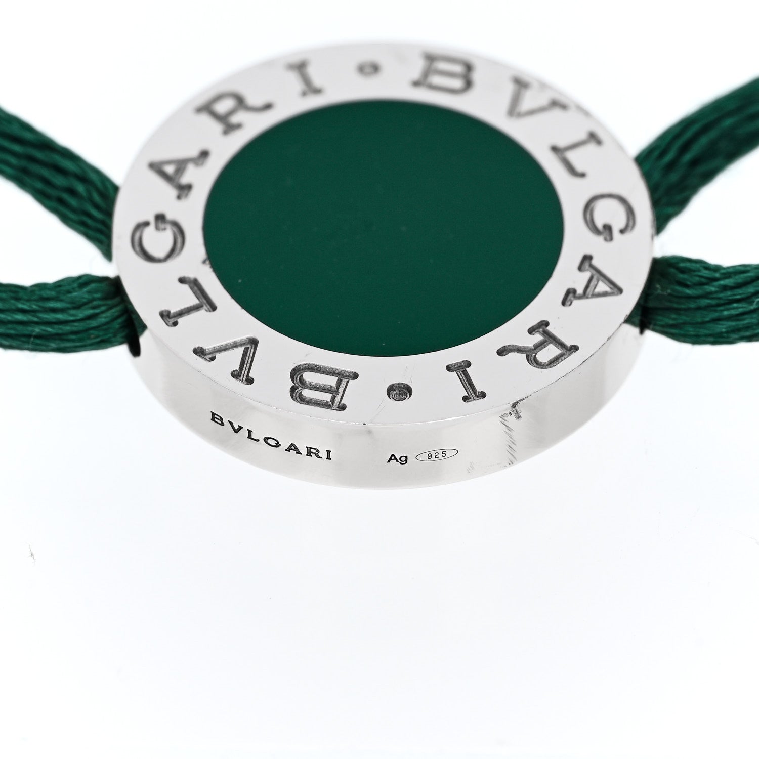 Bulgari Sterling Silver Enamel BVLGARI BVLGARI Adjustable Cord Bracelet Green 4 of 5