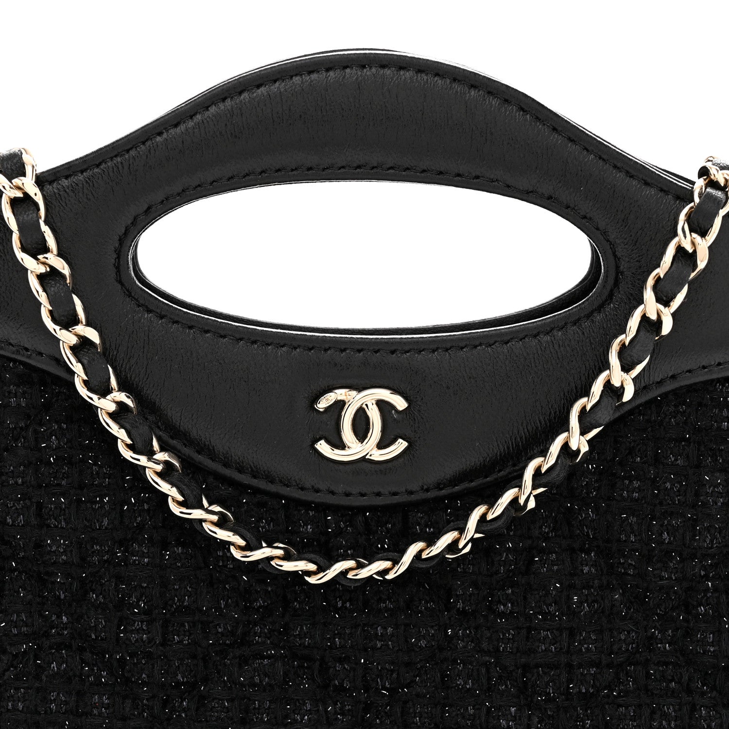 Chanel Tweed Calfskin Quilted Nano 31 Shopping Bag Black 8 of 11