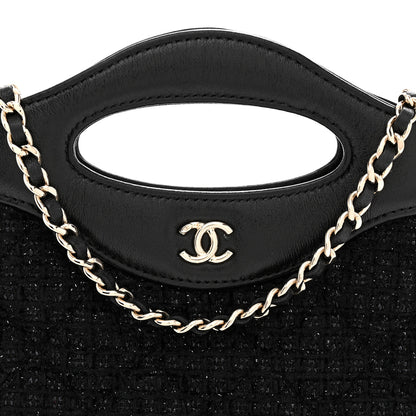 Chanel Tweed Calfskin Quilted Nano 31 Shopping Bag Black 8 of 11