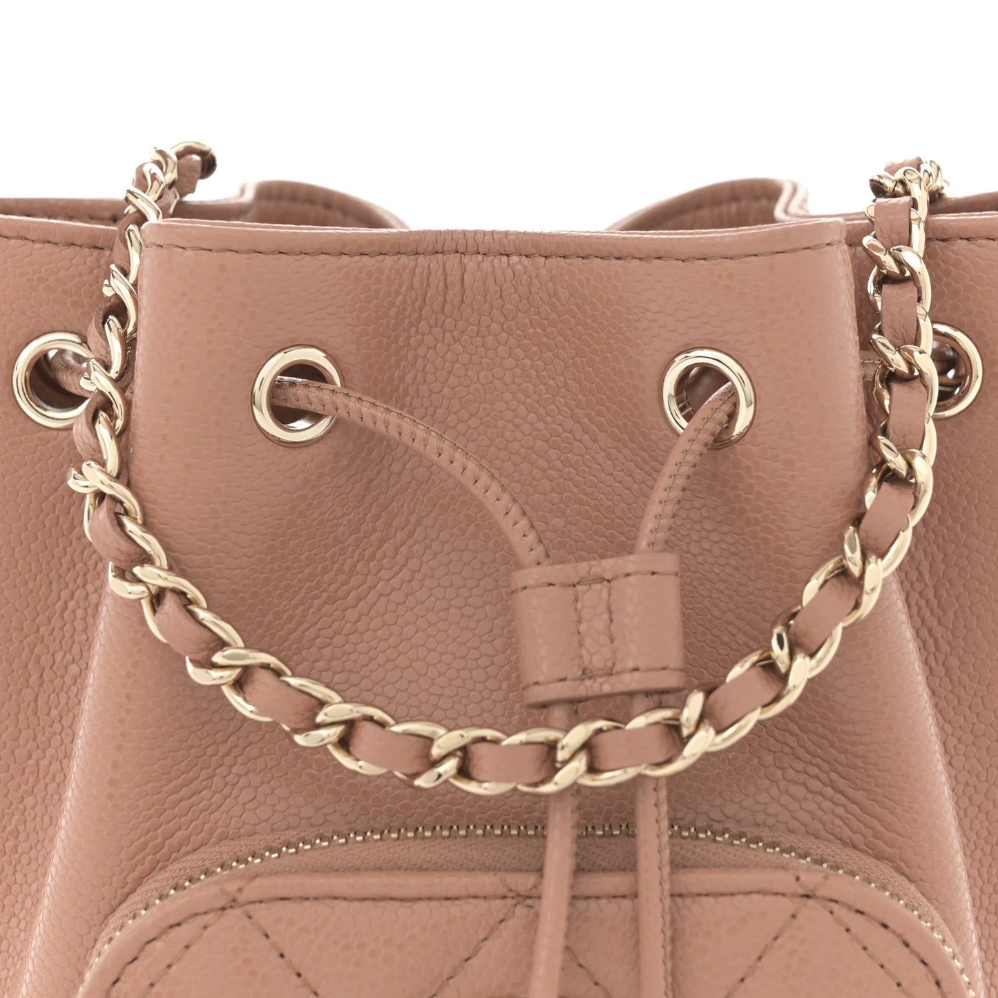 Shiny Grained Calfskin Quilted Mini Clutch With Chain Brown
