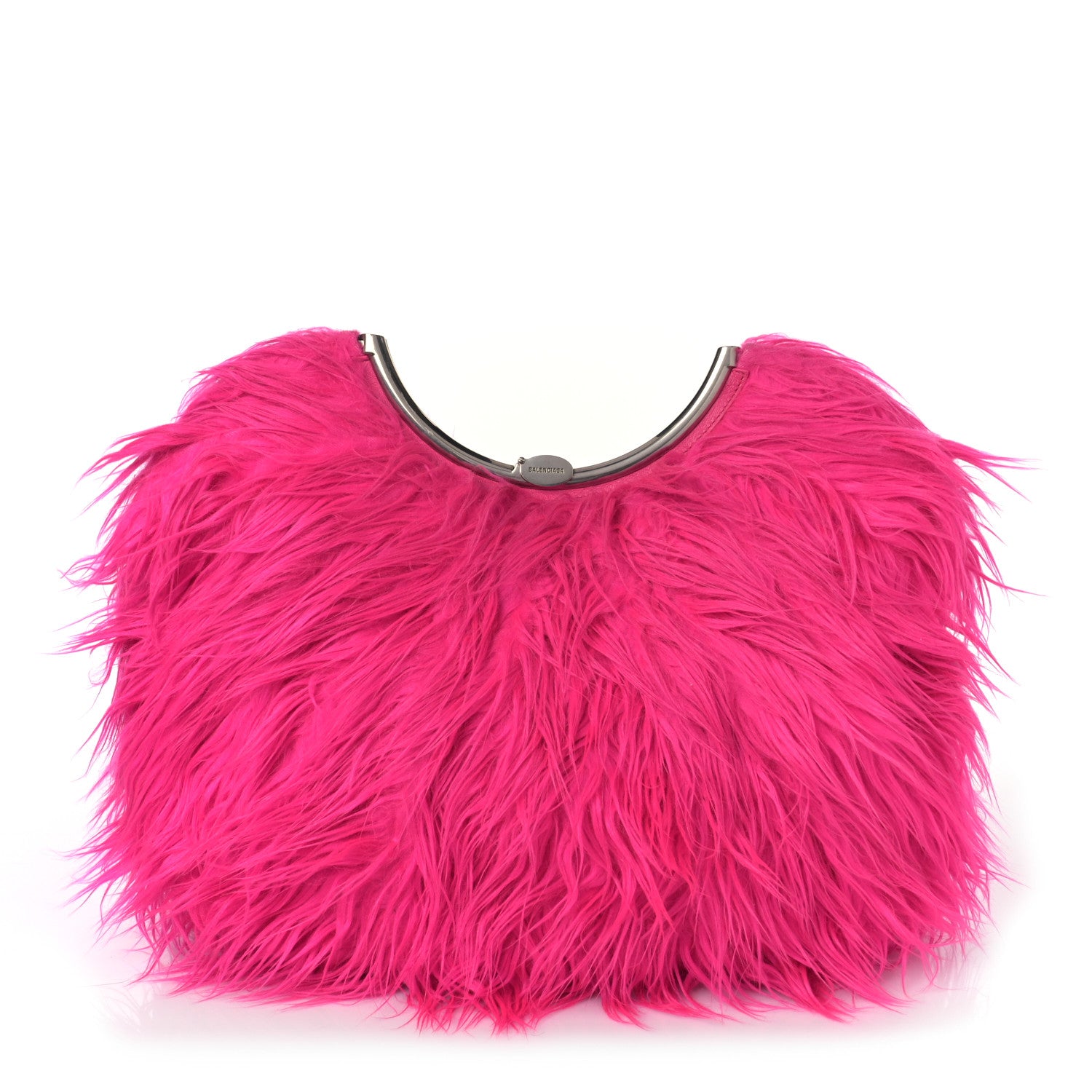 Balenciaga Faux Fur Curve Clutch Acid Fuchsia 1 of 8