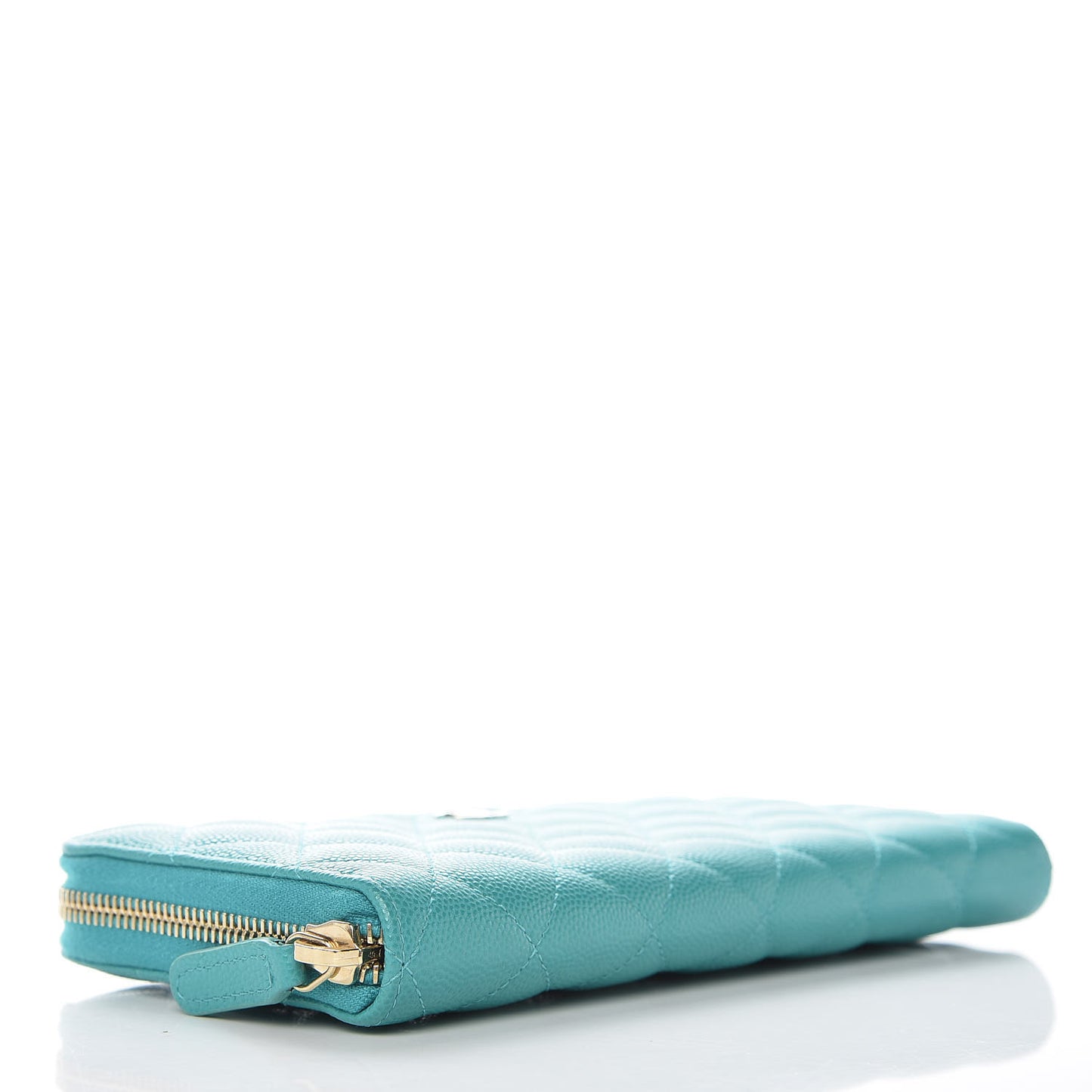 Caviar Quilted Large Gusset Zip Around Wallet Turquoise