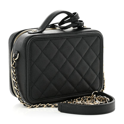 Chanel Caviar Quilted Small CC Filigree Vanity Case Black 3 of 10