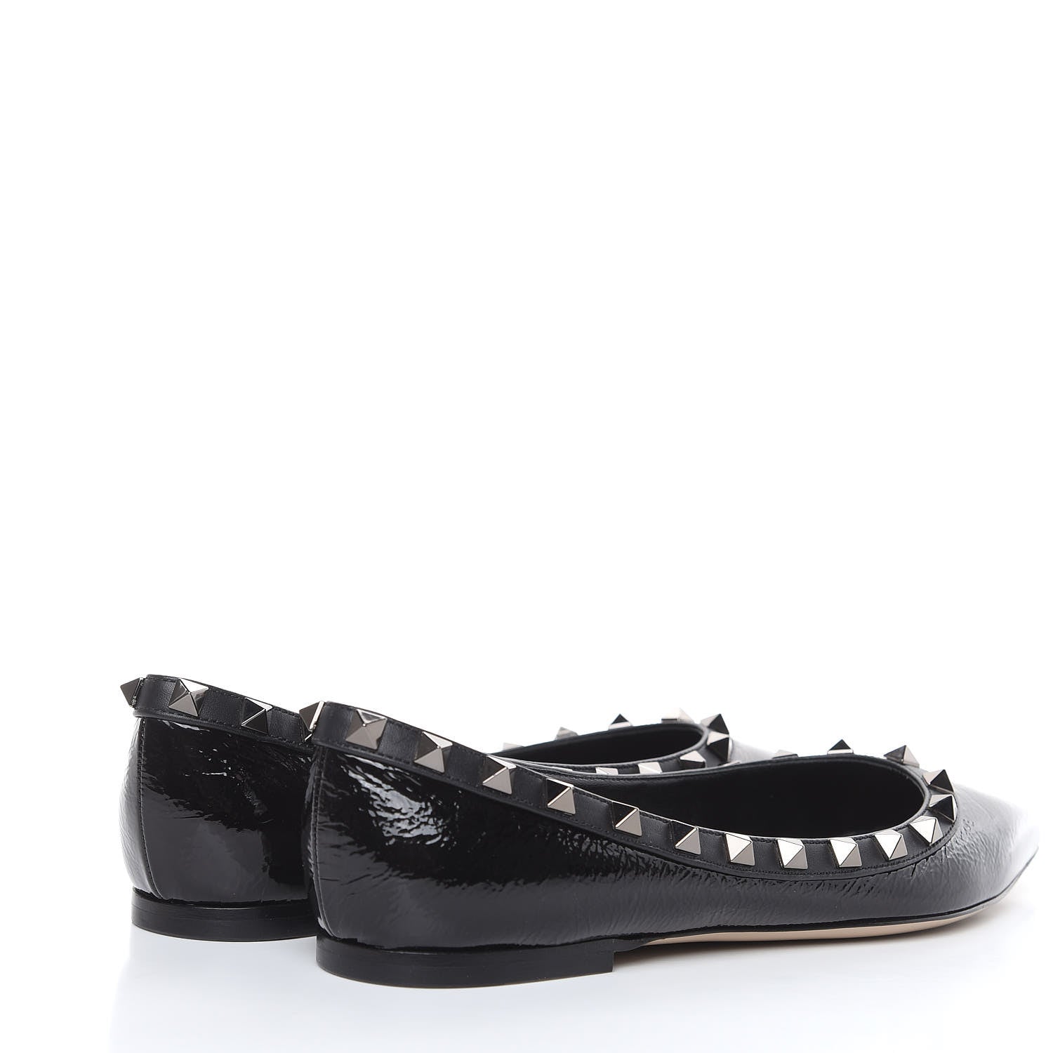 Valentino Garavani Wrinkled Patent Rockstud Ballerina Flats 36 Black 4 of 11
