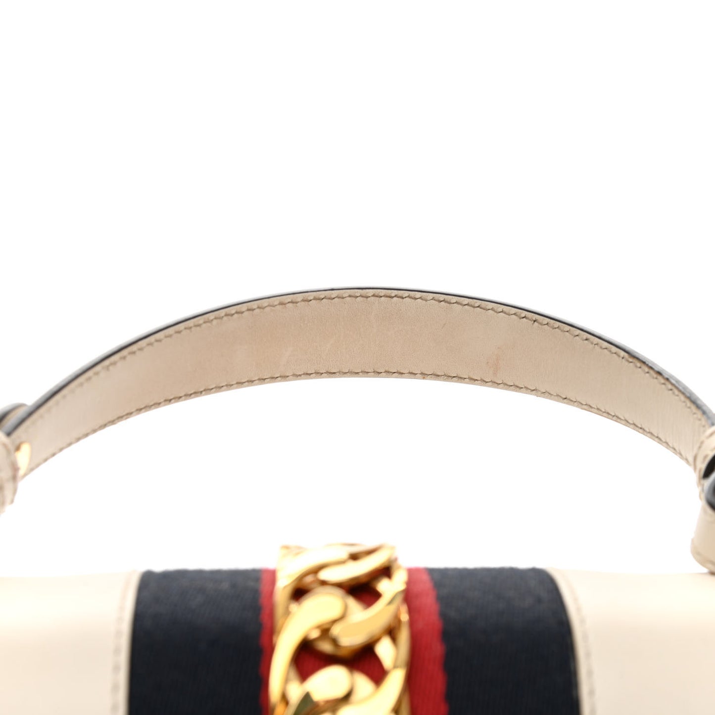 Calfskin Web Medium Sylvie Top Handle Bag White