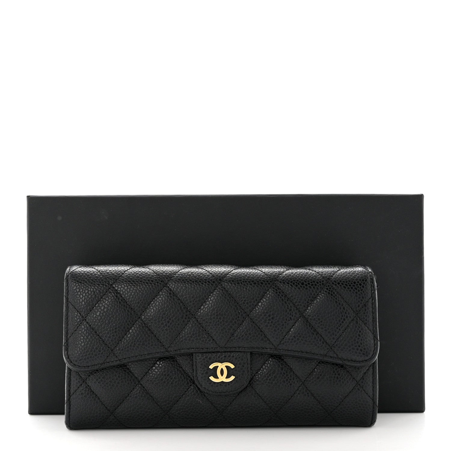 Chanel Caviar Quilted Large Gusset Flap Wallet Black 9 of 9