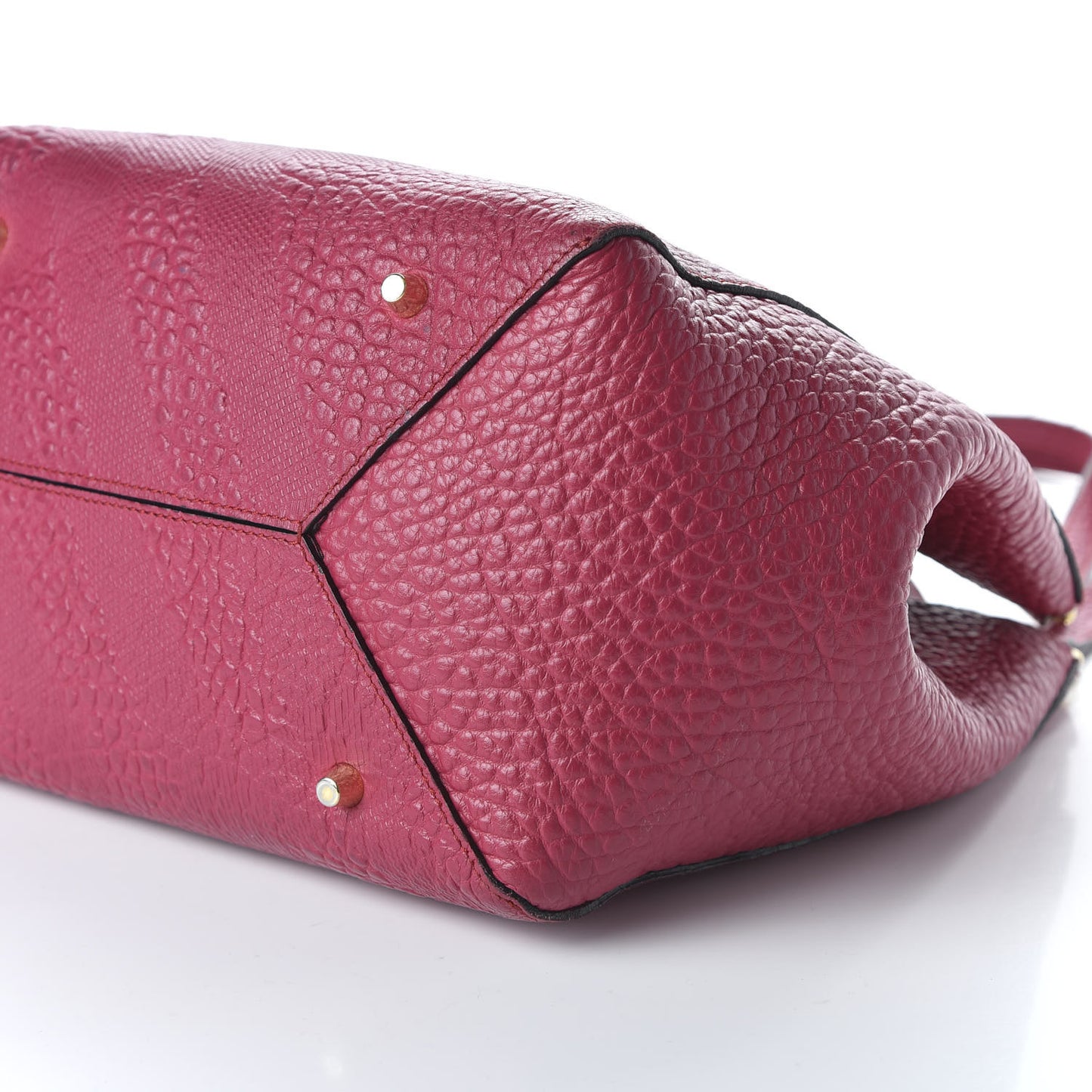 Signature Grain Calfskin Check Embossed Small Canterbury Tote Fuchsia