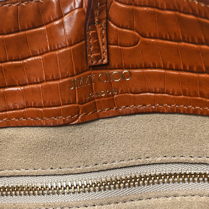 Jimmy Choo Lamé Raffia Crocodile Embossed Trim Varenne Tote Natural Cuoio 6 of 8